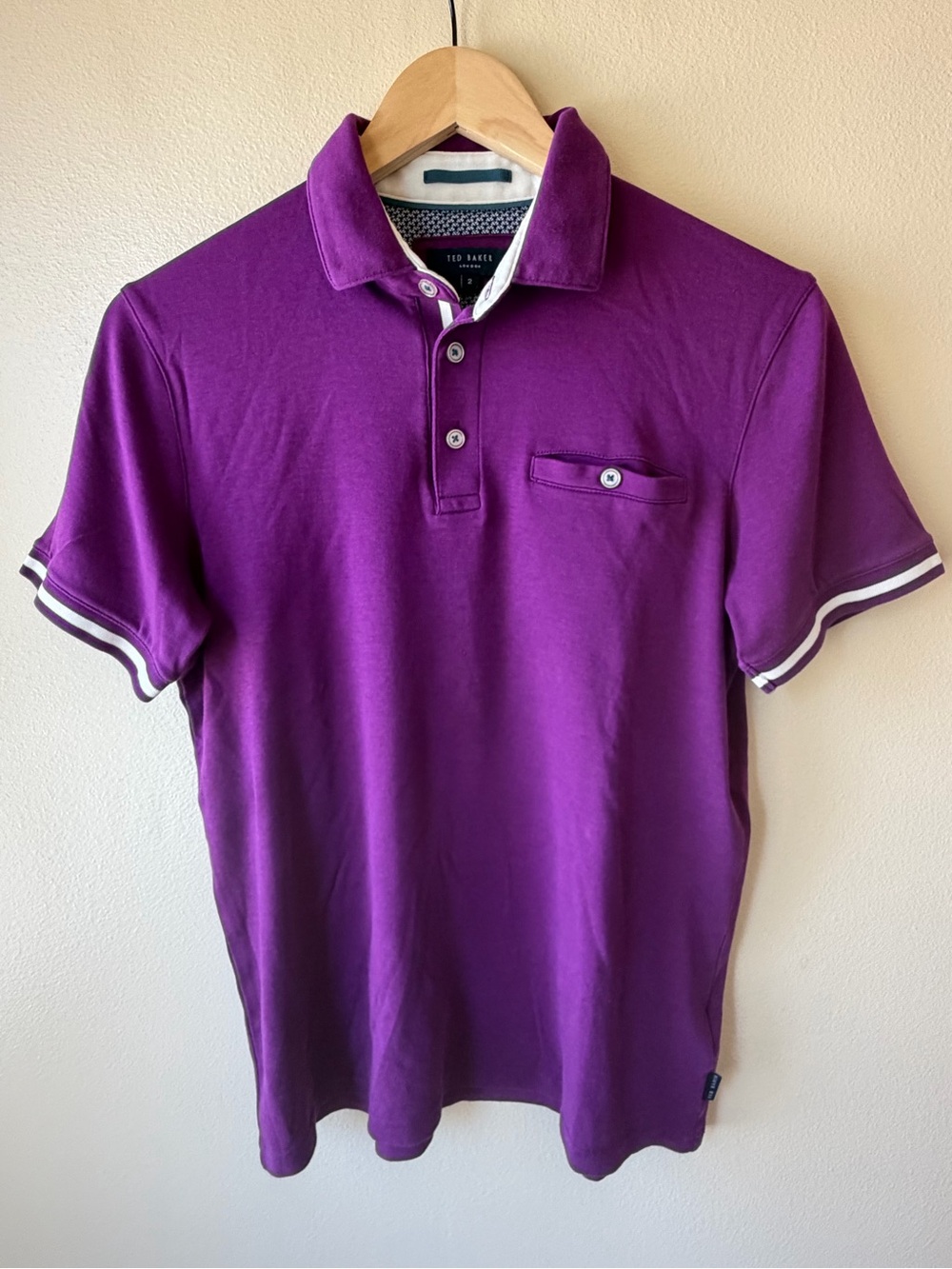 Ted Baker Purple Short-Sleeve Polo with Contrast Trim